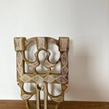 Vintage stone folk art candle holder