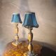 Pair of classic 1970 marble bedside lamps, new lampshades, electrical in working order, 39x14.
