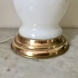 Vintage opaline and brass mushroom lamp