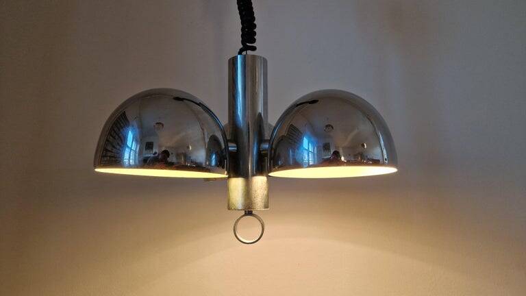 Midcentury Chrome Space Age Chandelier/Pendant Hillebrand, Germany, 1970s