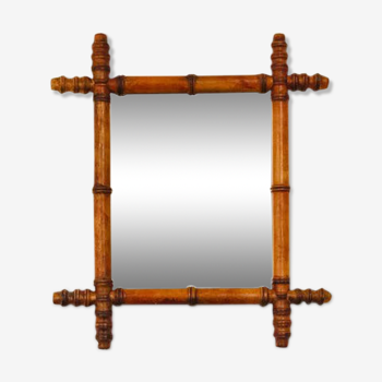 Fake bamboo wooden wall mirror - 46x40cm