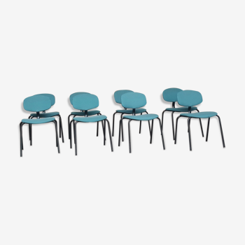 Set of 10 chairs meeting Steelcase Strafor vintage fabric