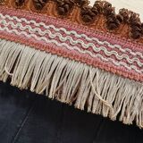 Pair of antique fabric lampshades with fringe