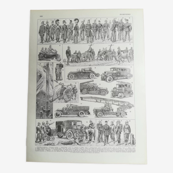 Lithograph on firefighters from 1928