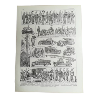Lithograph on firefighters from 1928