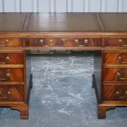 Vintage Green Hunter Leather Pedestal Desk by Bevan Funnell
