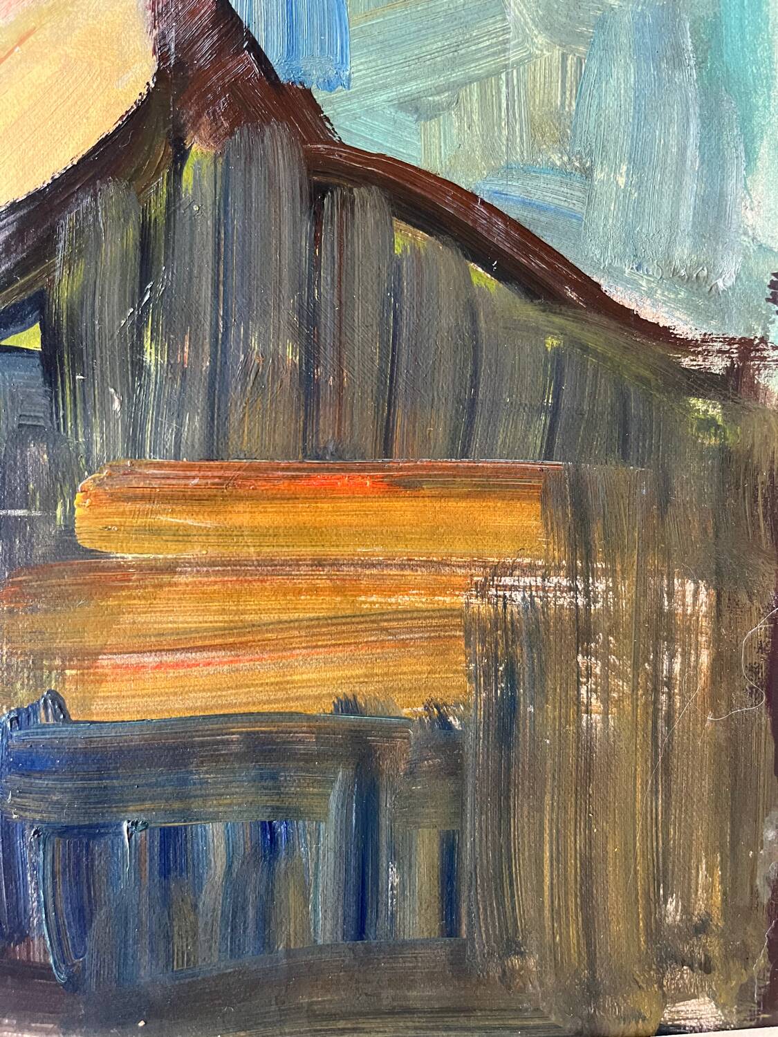 Young worker, oil on paper, mounted on cardboard