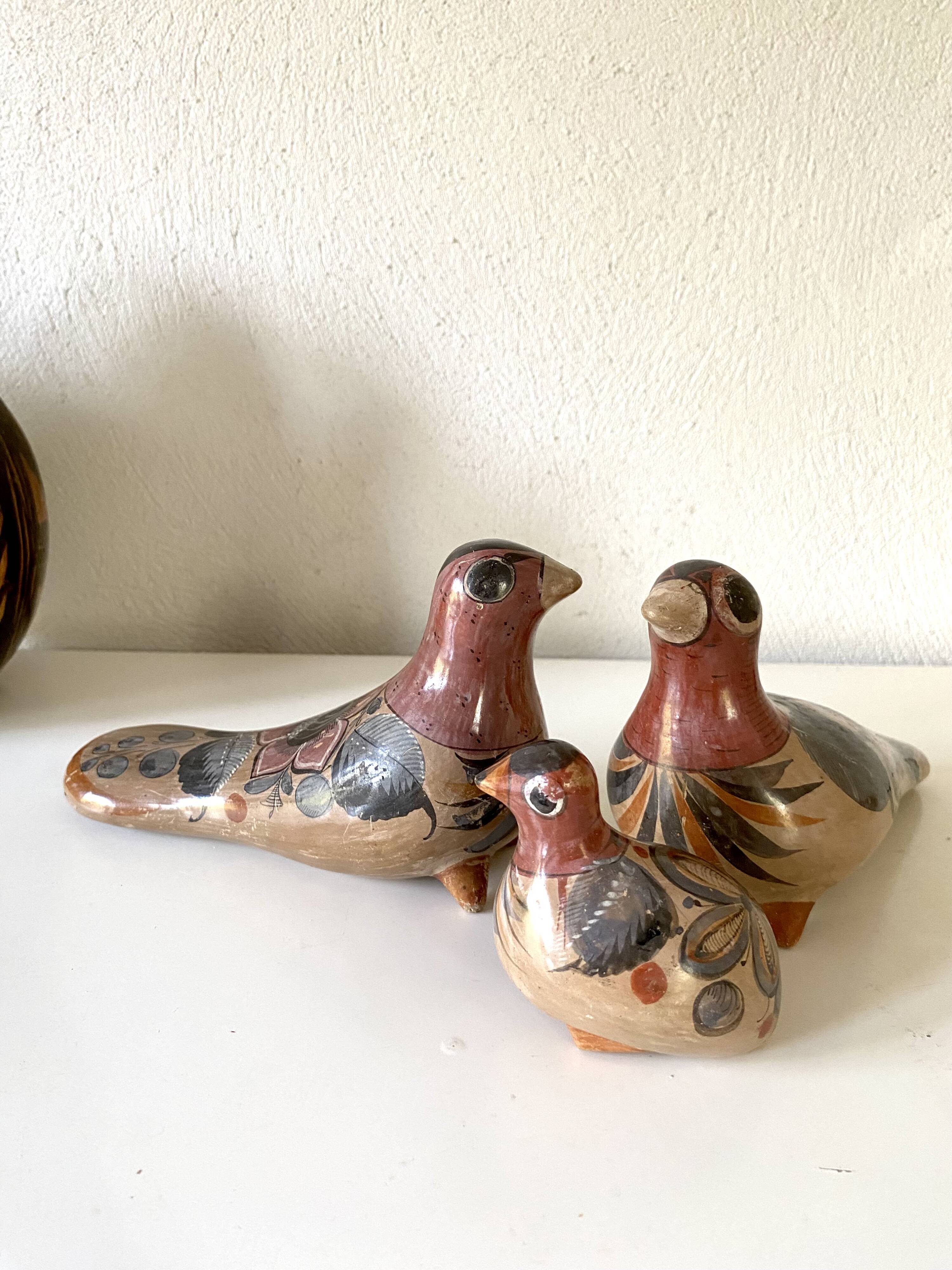 Tonala bird trio, Mexican ceramic