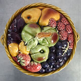 Old basket with lid fruits slurry Sarreguemines 40s