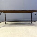 Spanish iron and ceramic tile coffee table, 1950s