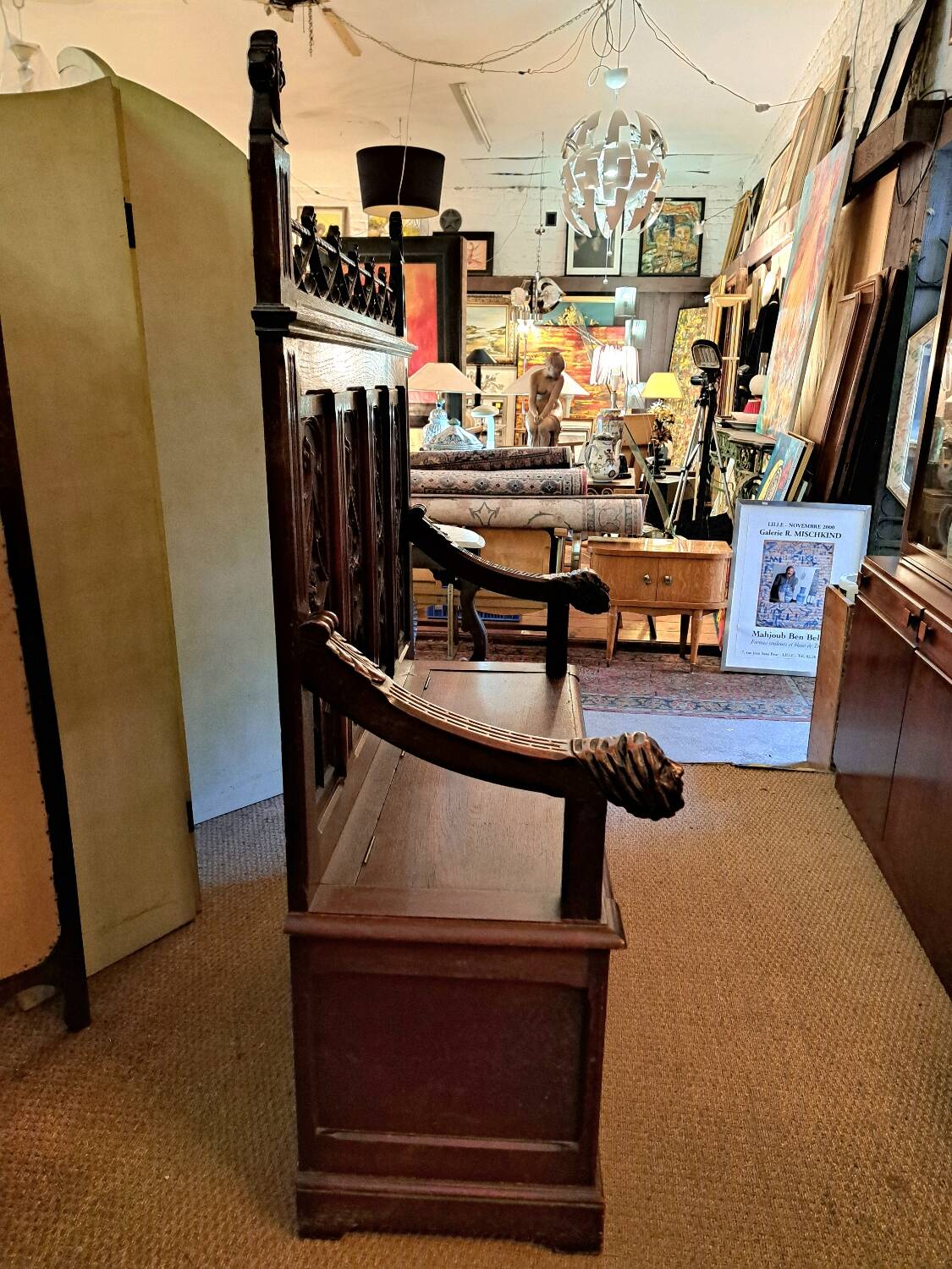 Neo-Gothic chest bench from the late 19th century