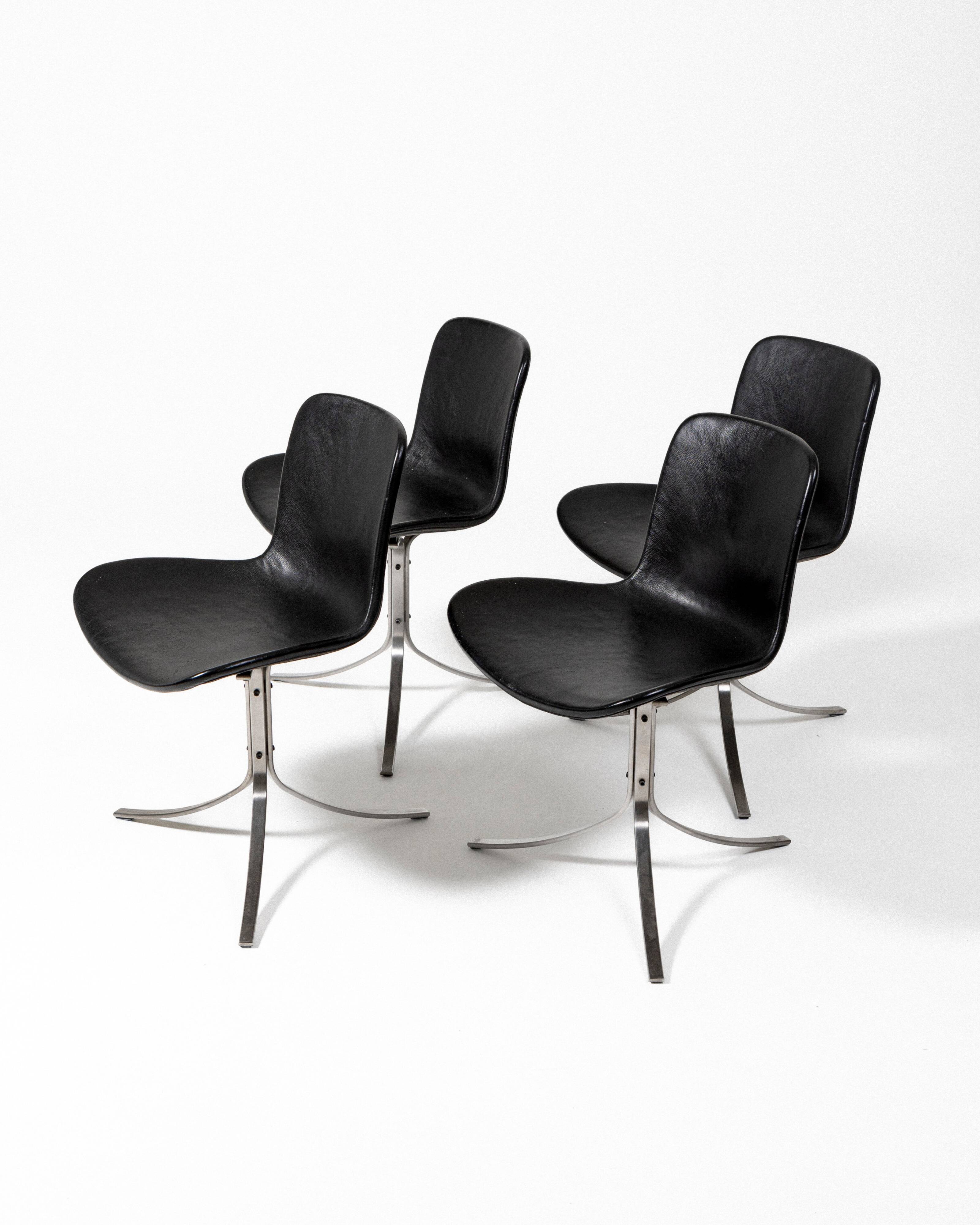 Set of 4 Pk9 chairs, Poul Kjaerholm, 1960s