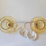 Duo of amber glass pendant lights