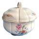 Soupière ancienne Badonviller – demi-porcelaine ivoire, fleurs et dorure