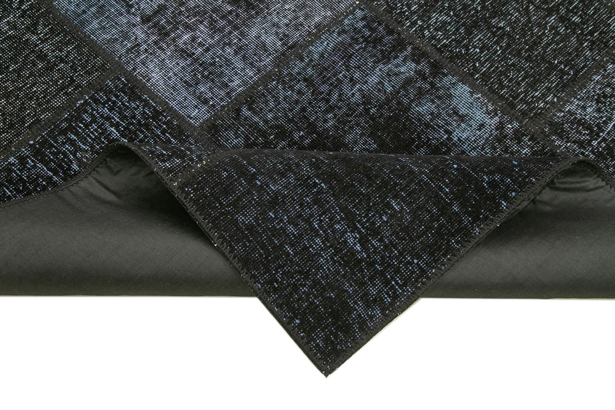 Handmade turkish overdyed 171 cm x 243 cm black patchwork carpet