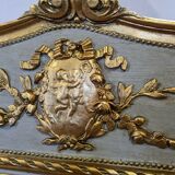 Mirror patinated golden and gray trumeau