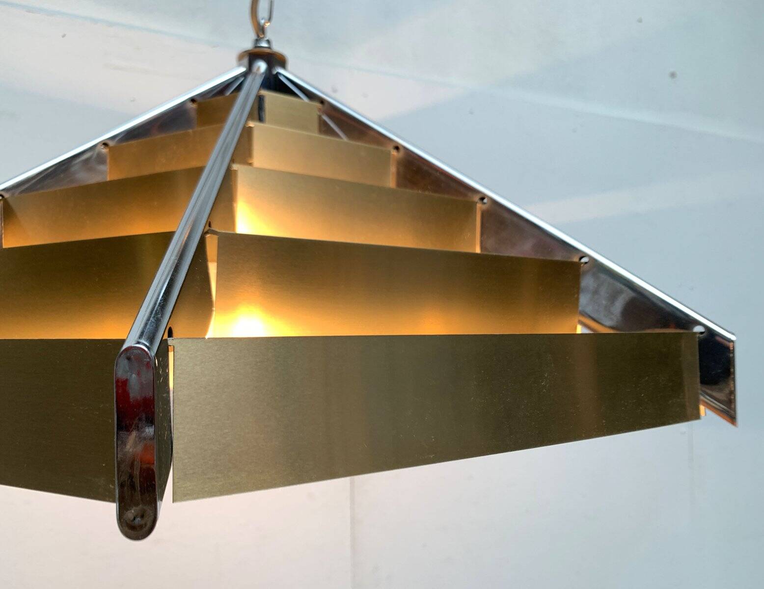 Geometric postmodern vintage pendant lamp, 1980s.