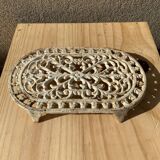 Old oval enamelled cast iron trifle soap holder
