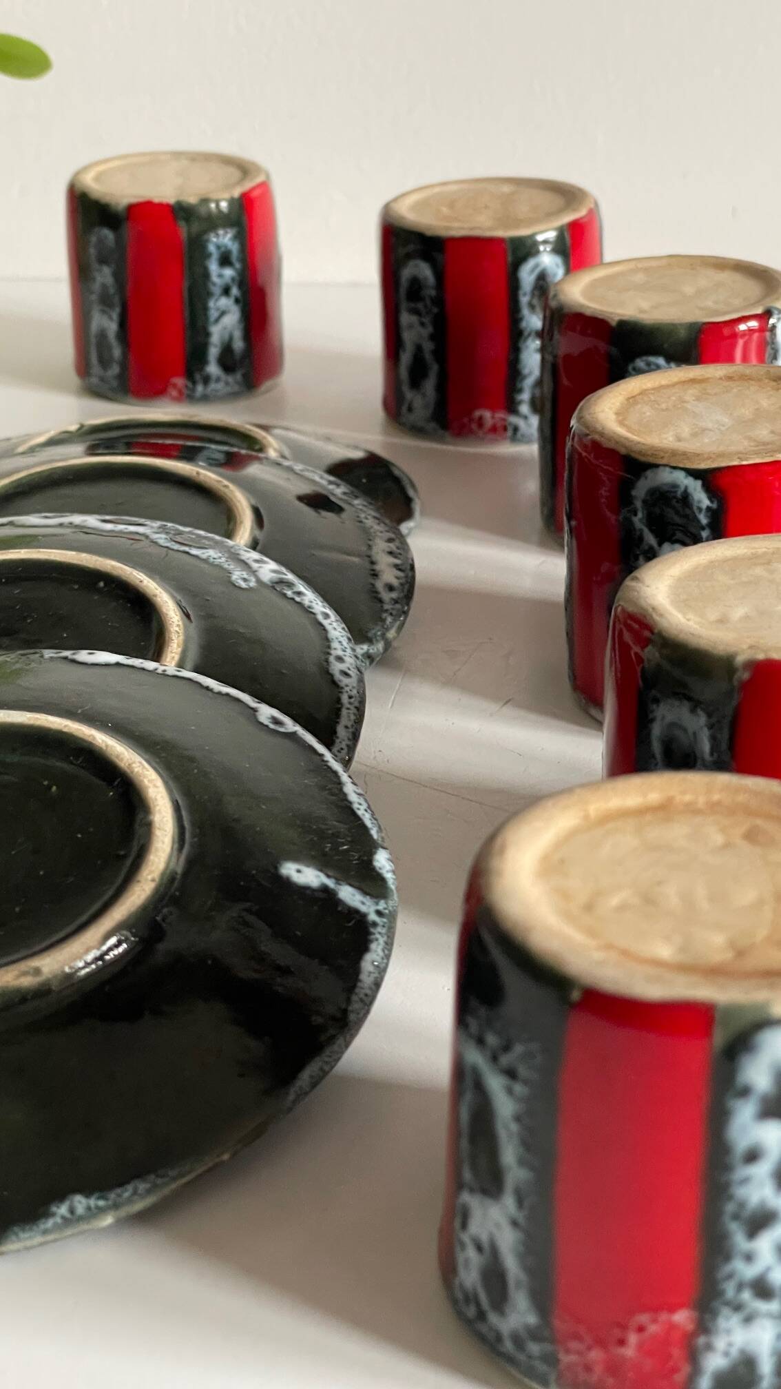 6 vintage luc vallauris art ceramic cups and saucers