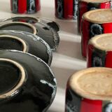 6 vintage luc vallauris art ceramic cups and saucers