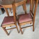 Pair of carved wooden chairs with pink velvet seat ART DECO