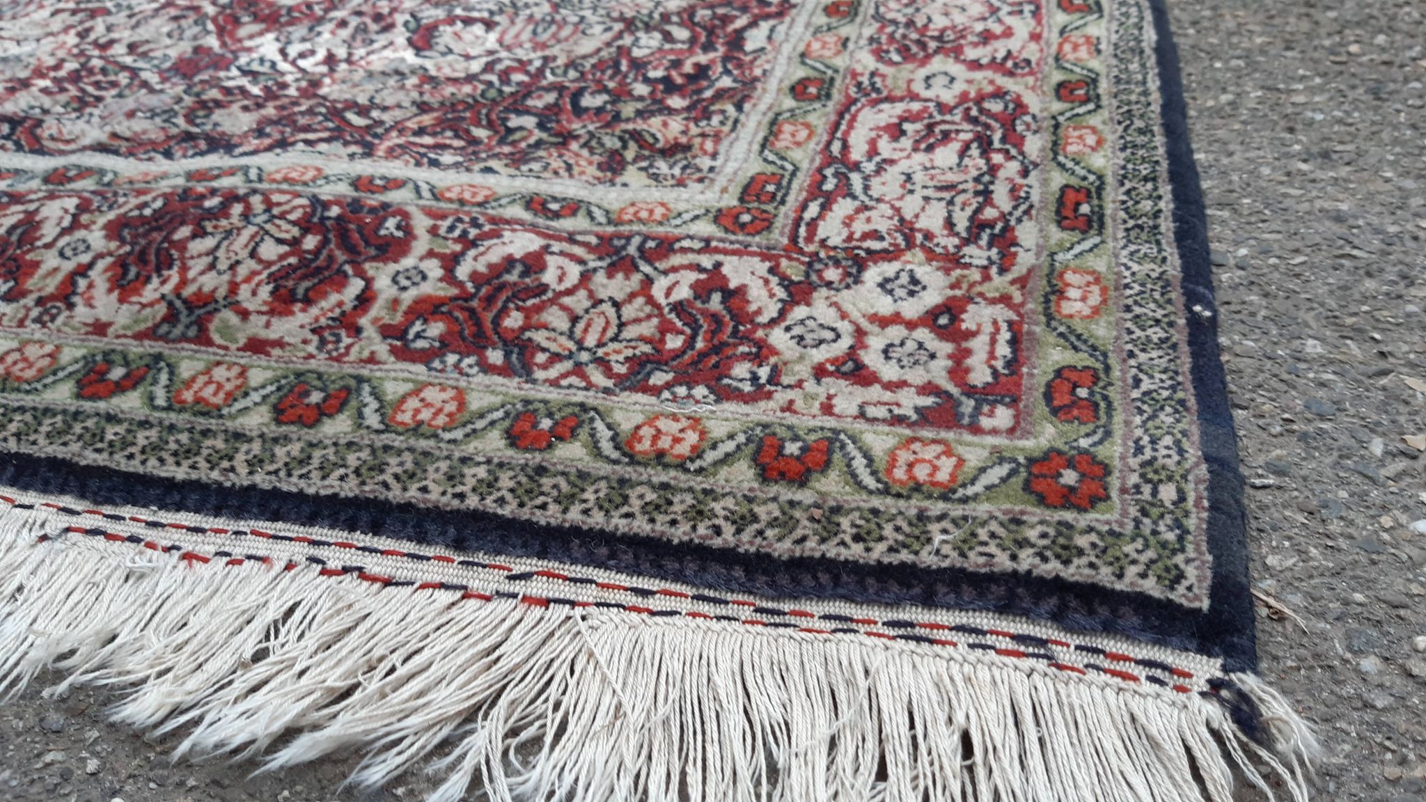 Tapis ancien kashmir laine et soie 144x93cm