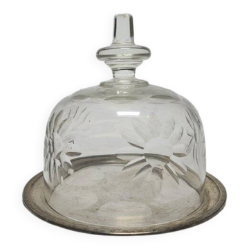 Cloche à gâteau, fromage Art Nouveau en cristal, Allemagne, années 1920
