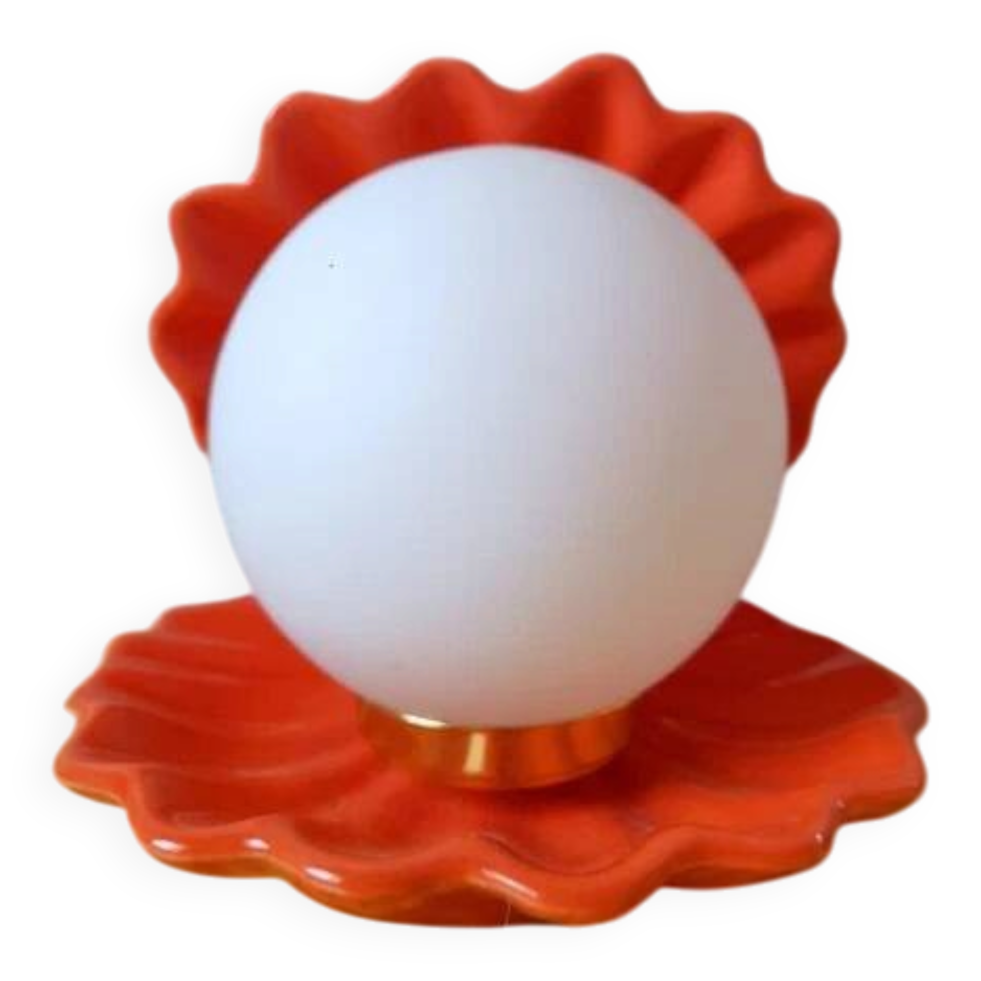 Lampe coquillage en porcelaine et opaline 1980