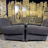 Pair of art deco period club armchairs