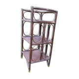 Bamboo and rattan foot shelf, dark version, vintage