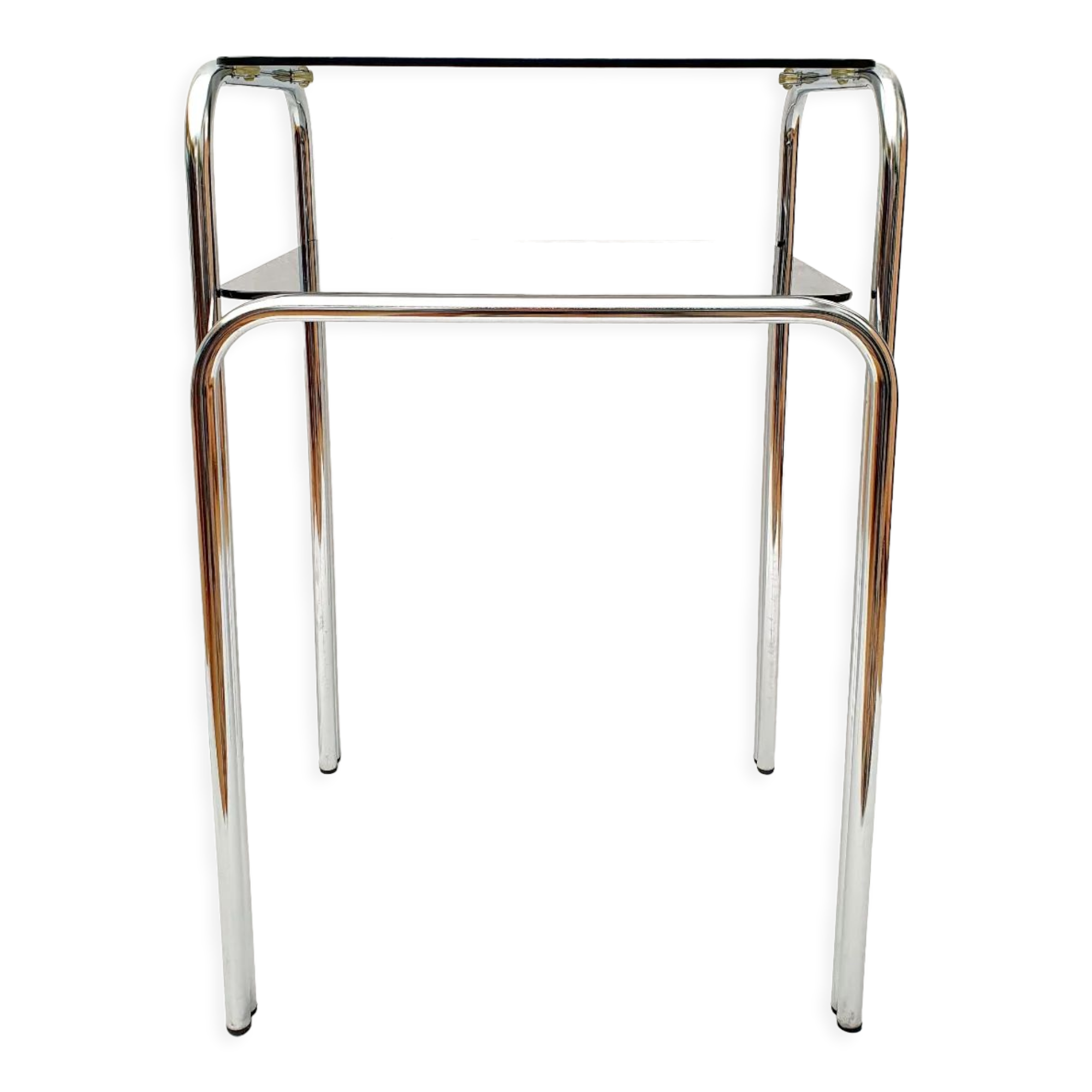 Design console 70 metal chromed smoked glass