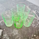 Set of 6 antique glasses in uraline – uranium glass – vintage