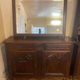 Antique solid wood mirror on foot support