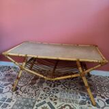 Table basse vintage en rotin