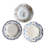 3 old crockery dishes, manufactures of St Amand, Emile Bourgeois and HB& Cie