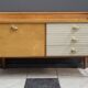 Low sideboard, white leatherette drawer fronts, 1960s