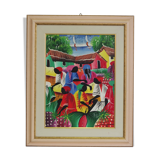 Framed painting of the Caribbean, early twenty-first century
