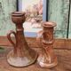 Duo de bougeoirs vintages en grès