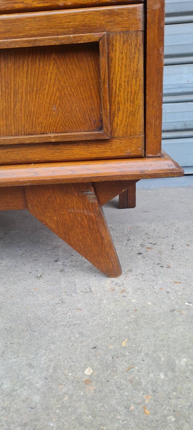 Oak compass foot chest of drawers 1960