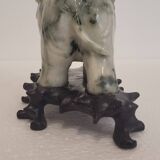Pair of elephant paperweights, veined marble, 80s - France