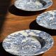 Lot de 5 assiettes anglaises bleues D23