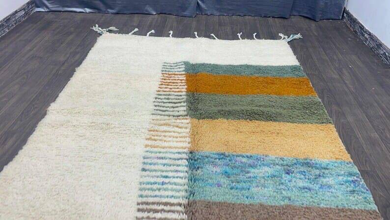 Tapis beni ouraine en laine pure fait main traditionnelle taille 1,4/2,6 m