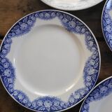 4 assiettes Boch Frères La Louvière – modèle Elvire – décor floral ble