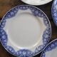 4 Boch Frères La Louvière plates – Elvire pattern – floral blue decoration