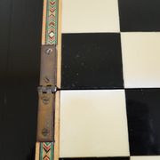 Vintage syrian chess board box wooden mosaic inlaid marquetry