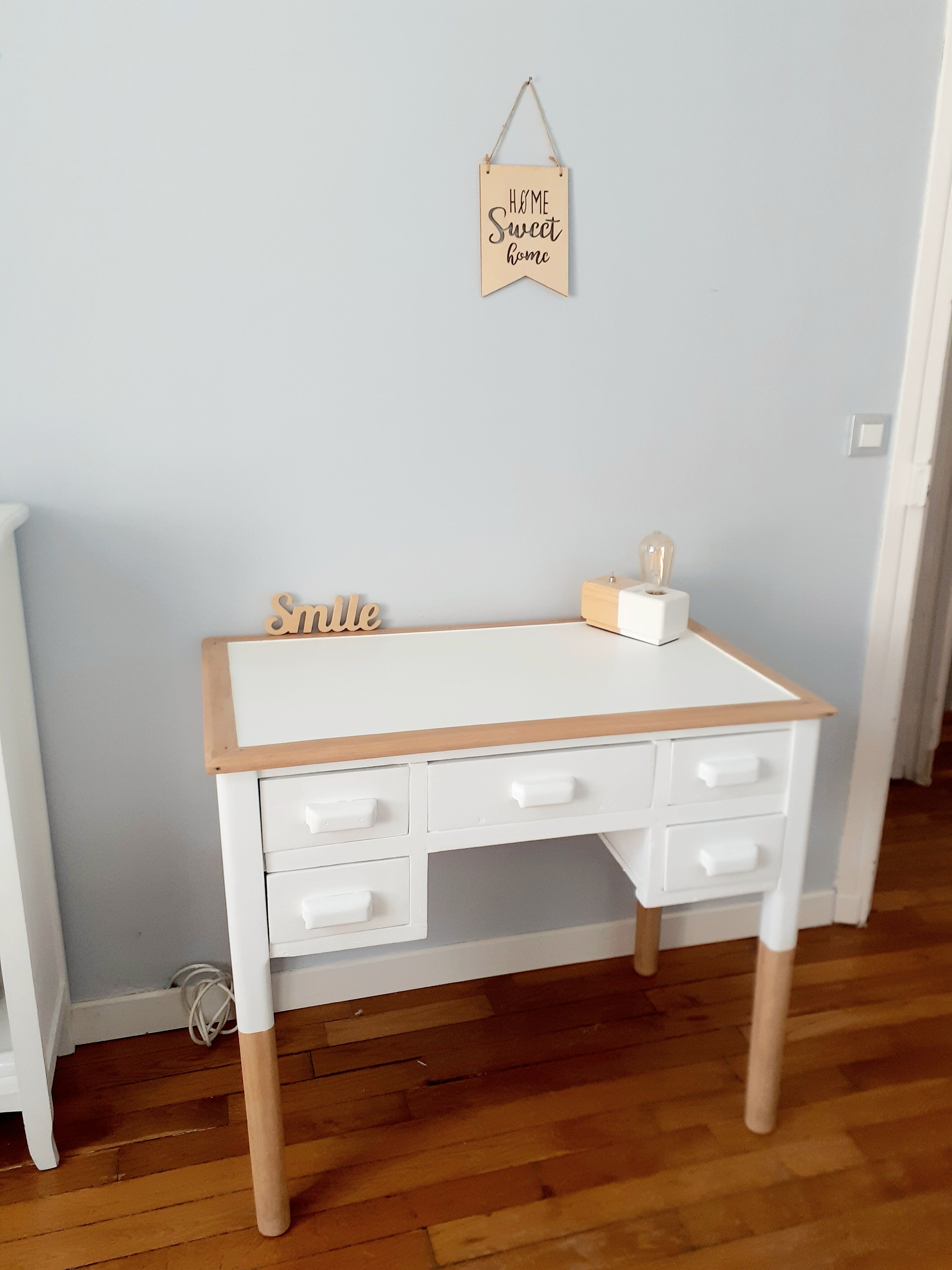 Wood and white desk
