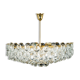 Large chandelier in gilded brass and crystal, Sciolari design by Palwa, Germany, 1970s.
