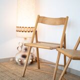 Pair of cane and beech chairs