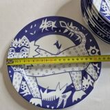 Service of 10 Plates, design by Yves Blayo Paris, 80s, 21 cm