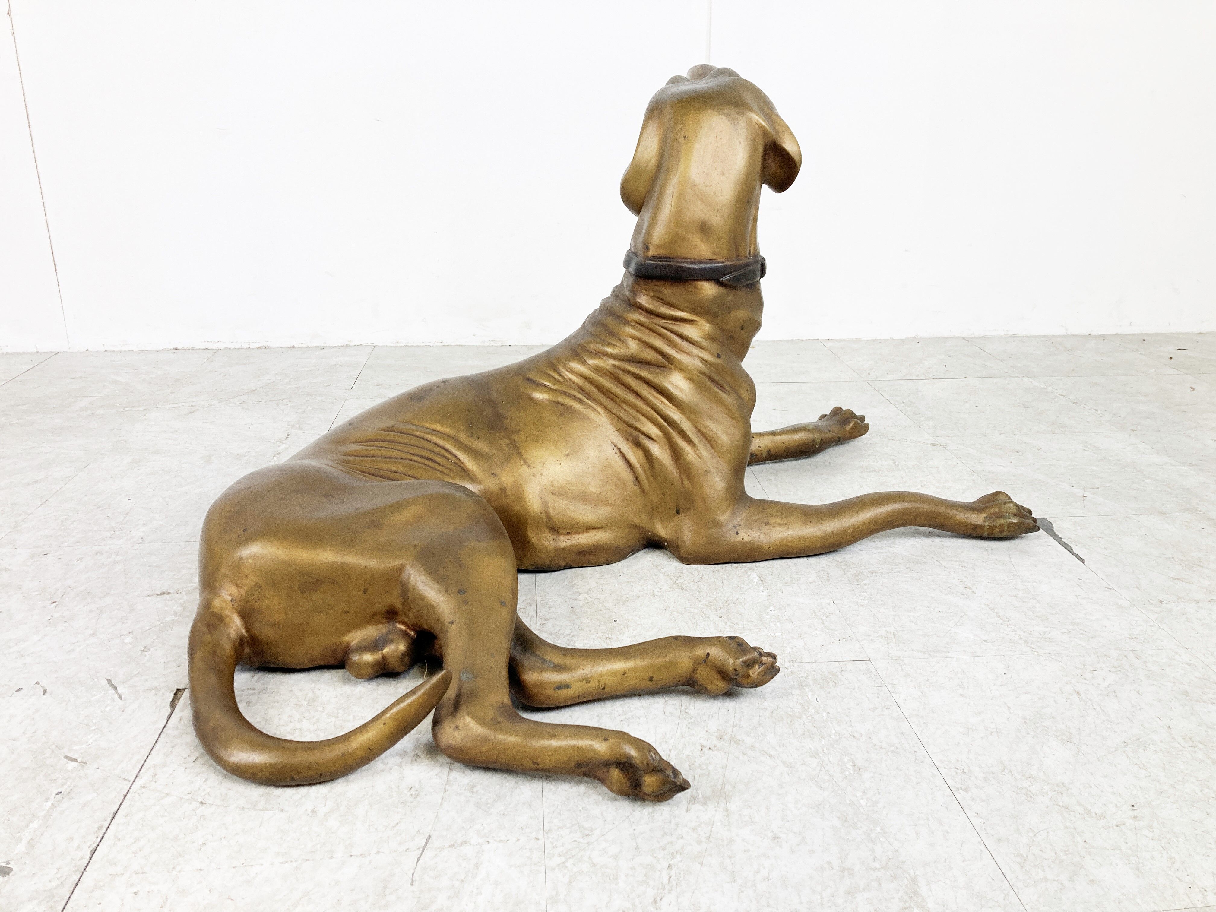 Life size brass dog sculpture, 1960s